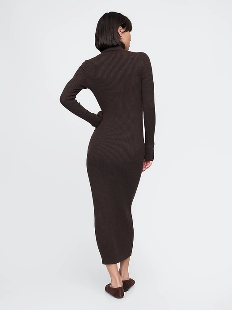 Turtleneck Rib Midi Sweater Dress