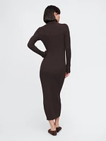 Turtleneck Rib Sweater Midi Dress