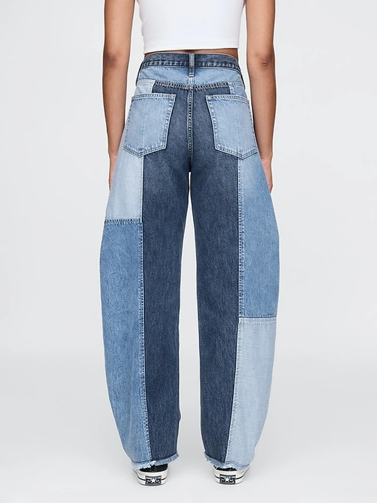 High Rise Crossover Barrel Jeans