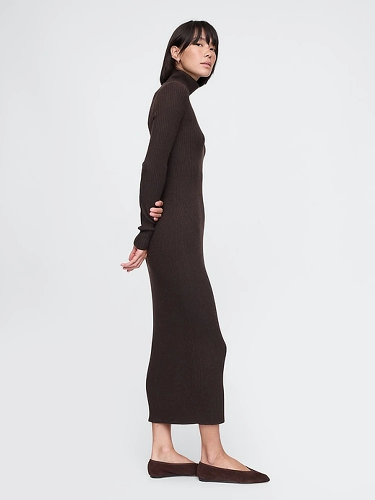 Turtleneck Rib Midi Sweater Dress