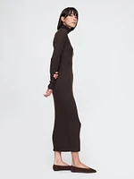 Turtleneck Rib Sweater Midi Dress