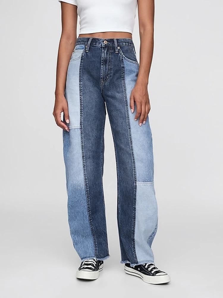High Rise Crossover Barrel Jeans
