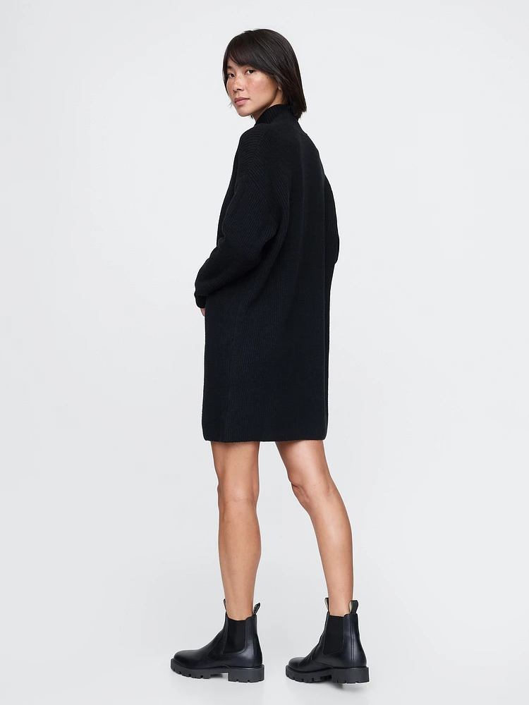 CashSoft Rib Turtleneck Mini Sweater Dress