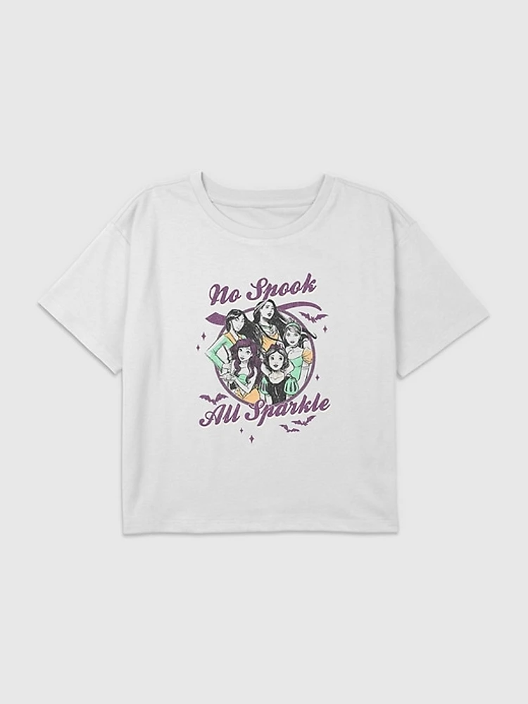 Kids Disney Princess Spook and Sparkle Graphic Boxy Crop Tee