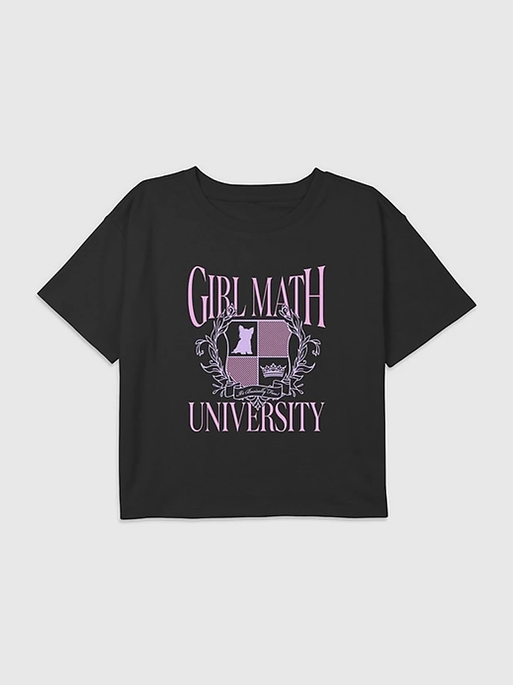 Kids Girl Math University Graphic Boxy Crop Tee