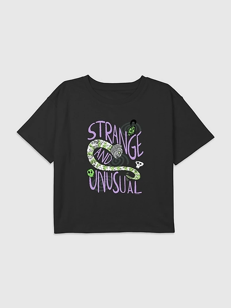 Kids Beetlejuice Strange and Unusual Graphic Boxy Crop Tee