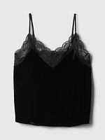 Recycled Velvet Lace-Trim Cami