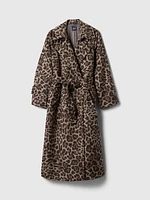 Double-Breasted Leopard Trench Coat