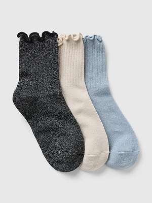 Kids Shimmer Crew Socks (3-Pack)