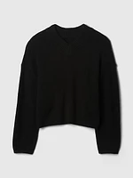 CashSoft Cropped High V-Neck Sweater