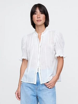 Pintuck Ruffle Shirt