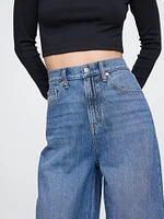 Mid Rise Cargo Baggy Jeans