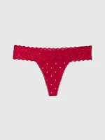 Organic Stretch Cotton Lace-Trim Thong