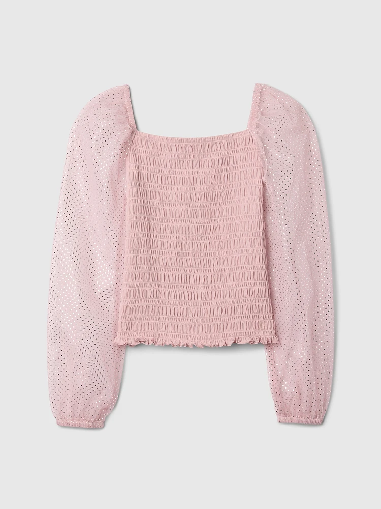 Kids Smocked Puff-Sleeve Top