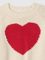 Kids Cropped Chunky Heart Sweater