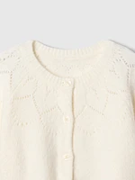 Kids Cropped Pointelle Heart Cardigan