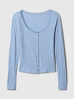 Cropped Pointelle Cardigan