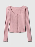 Cropped Pointelle Cardigan