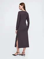 Modern Rib Tie-Knot Midi Dress