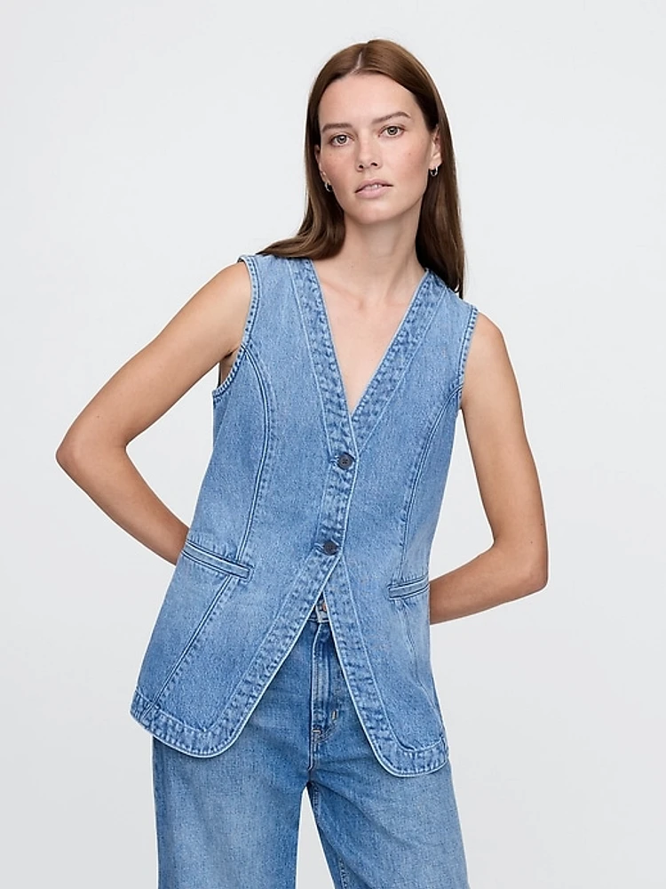 Longline Denim Vest