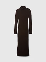 Turtleneck Rib Sweater Midi Dress