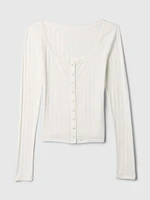 Cropped Pointelle Cardigan