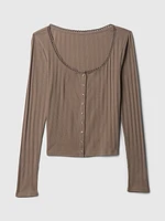 Cropped Pointelle Cardigan