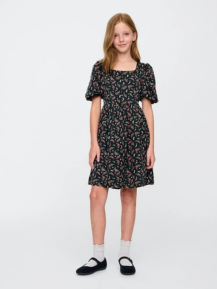 Kids Floral Puff Dress