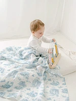 The Gilded Bird Spring Toile Organic Cotton Muslin Swaddle