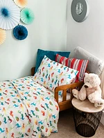 The Gilded Bird Colourful Animals Organic Cotton Toddler Duvet Cover and Pillow Case Set