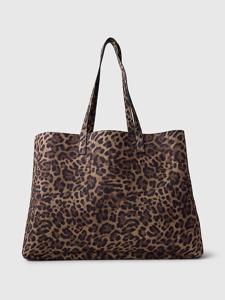 Leopard Vegan Suede Tote Bag