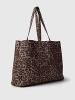 Leopard Vegan Suede Tote Bag