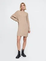 CashSoft Cable-Knit Mini Sweater Dress