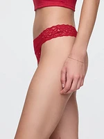 Organic Stretch Cotton Lace-Trim Thong