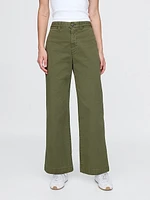 High Rise Stride Wide-Leg Ankle Khakis