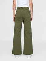 High Rise Stride Wide-Leg Ankle Khakis