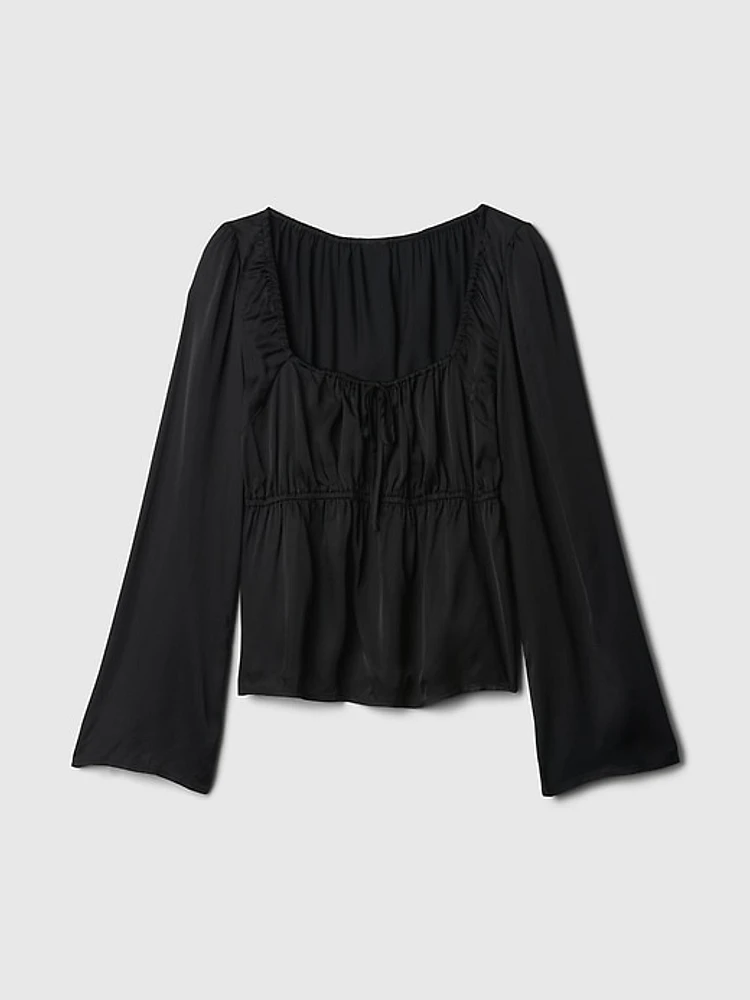 Satin Square-Neck Top