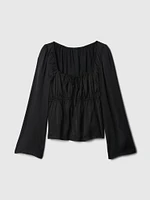 Satin Square-Neck Top