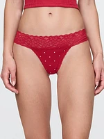 Organic Stretch Cotton Lace-Trim Thong