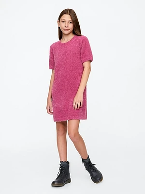 Kids Fuzzy Metallic Sweater Dress