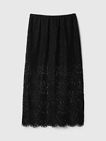 Lace Pull-On Midi Skirt