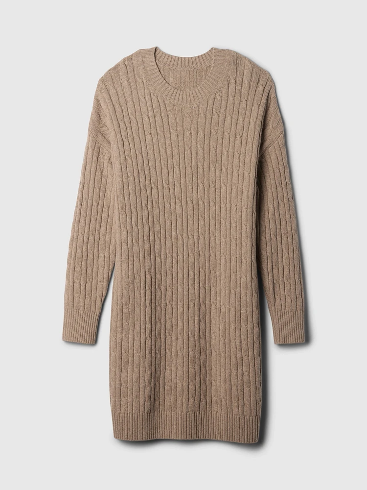 CashSoft Cable-Knit Mini Sweater Dress
