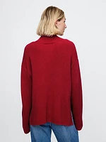 Oversized Split-Hem Mockneck Sweater