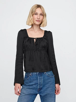 Satin Square-Neck Top