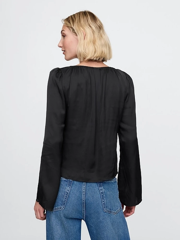 Satin Square-Neck Top