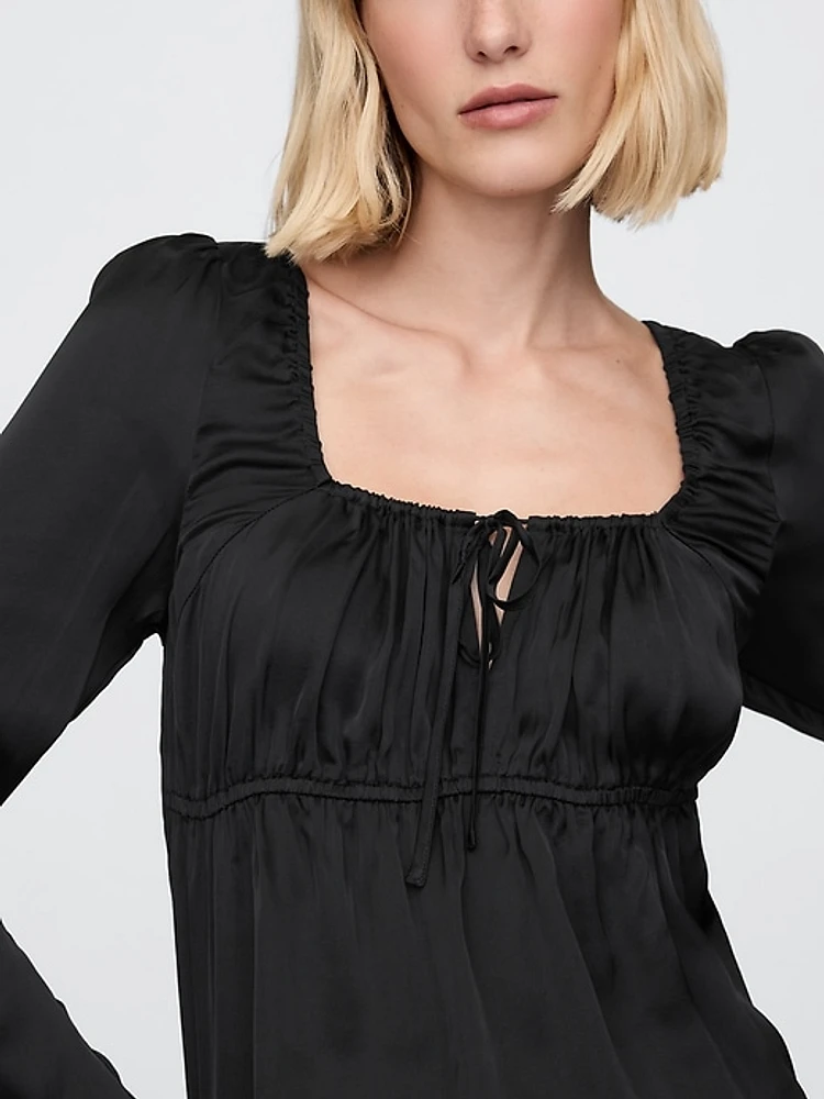 Satin Square-Neck Top