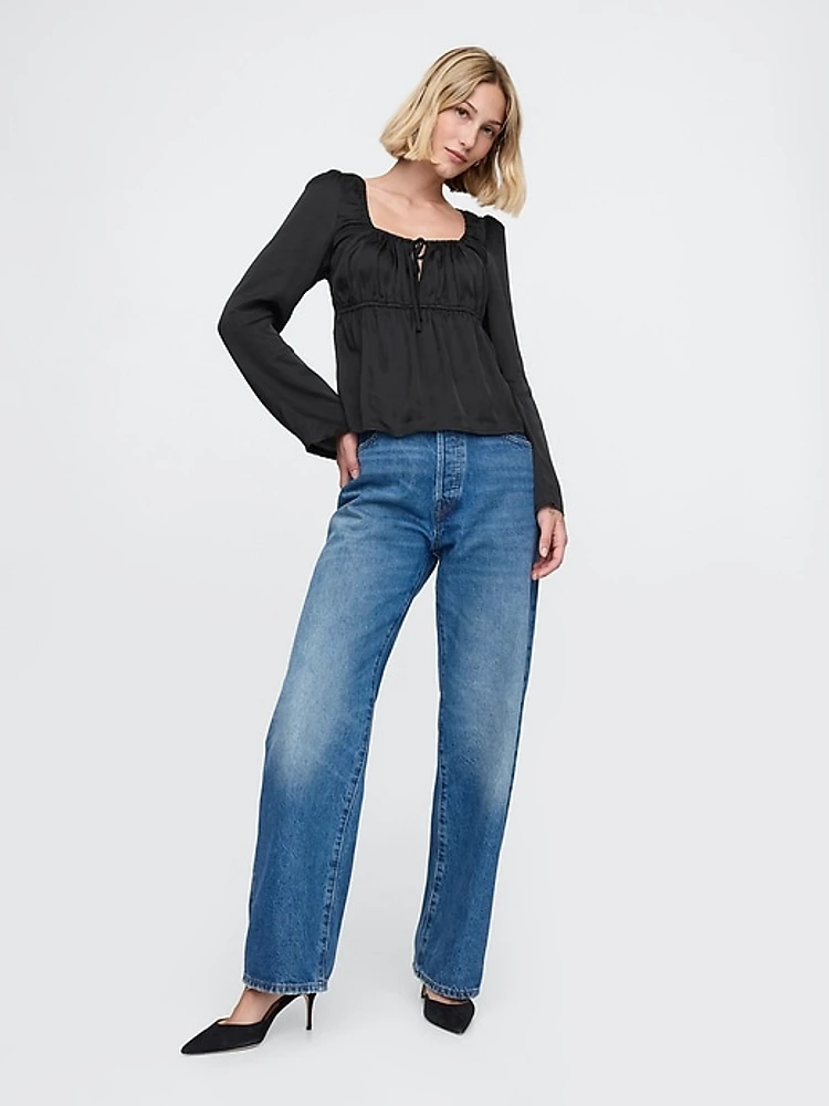 Satin Square-Neck Top