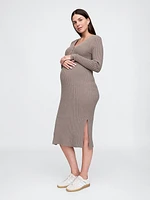 Maternity CashSoft Rib Henley Midi Sweater Dress