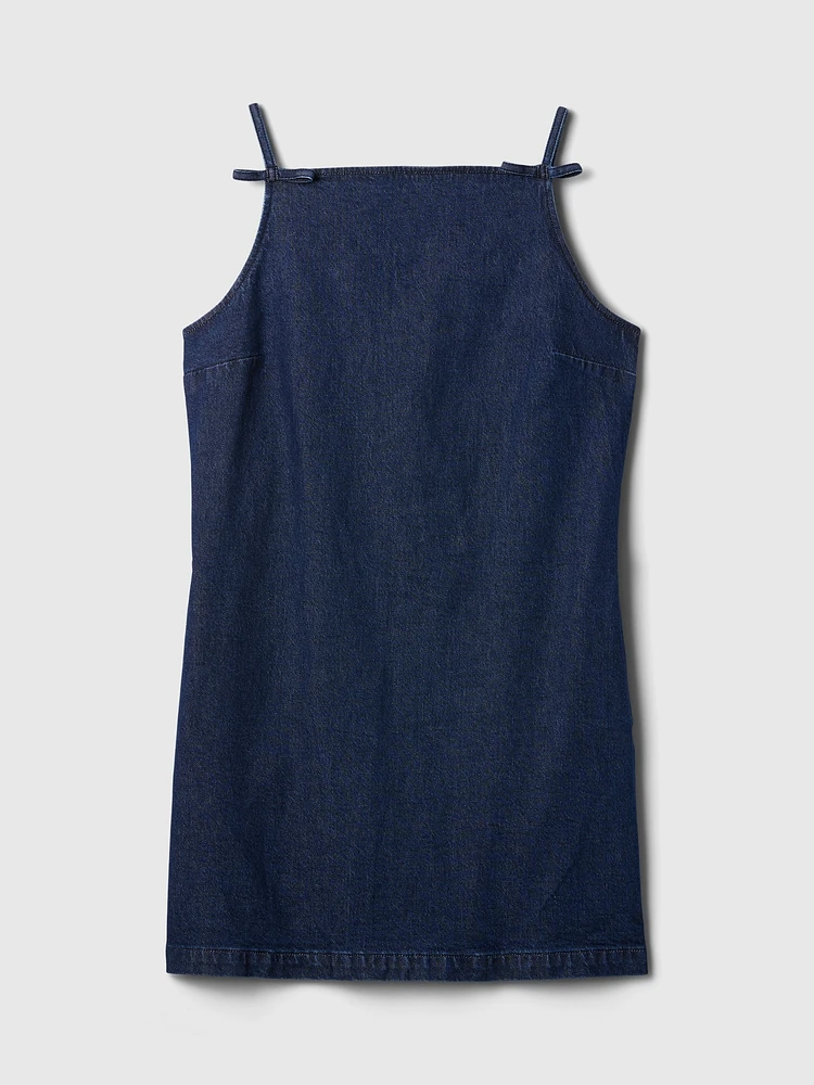 Square-Neck Denim Mini Dress