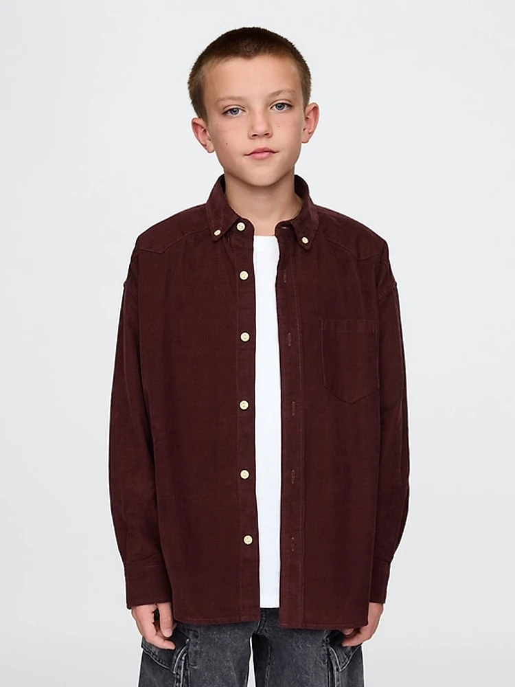 Kids Oversized Corduroy Western Shirt